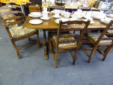 Priory Style Dinner Table with 4 Side Chairs & 2 Carvers
