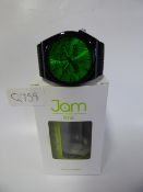 Jam Time Wrist Watch with Black Strap - Bezel and Green Face