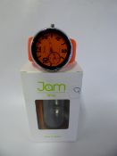 Jam Time Wrist Watch with Orange Face and Strap with Black Bezel