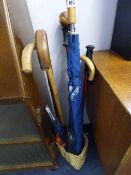 Collection of Walking Sticks and Umbrellas