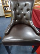 *BUTTON BACK BROWN LEATHER CHAIR