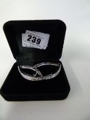 Silver Coloured Bracelet with White Stones