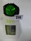 Jam Time Wrist Watch with Black Strap - Bezel and Green Face