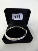 Silver Coloured Bracelet with White Stones