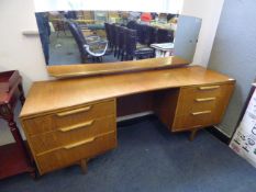 Curved Teak Dressing Table with Mirror