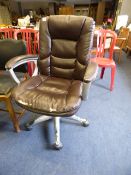 *BROWN LEATHER MANAGERS CHAIR