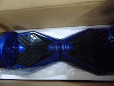 *WHIZ BOARD HURRICANE 2 WHEEL HOVER BOARD WITH BLUE TOOTH AND LED CONNECTIVITY - BLUE