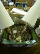 2 Boxes of Assorted Crockery and China items including Royal Worcester - Brass Table Lamps - Royal