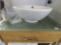 Beech Bathroom unit with Sit on Sink