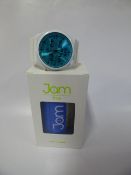 Jam Time Wrist Watch with White Strap and Blue Face