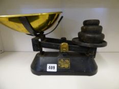 Pair of Cast Iron and Brass Balance Scales