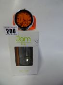 Jam Time Wrist Watch with Orange Face and Strap with Black Bezel