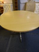 Circular Beech Topped Table on Chrome Pedestal