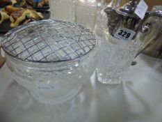 Cut Glass Rose Bowl & Claret Jug
