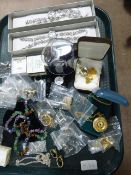 Tray containing Assorted Costume Jewllery - St Christophers - Cuff Links etc