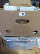 Box of assorted clothing and Box containing Badges - etc