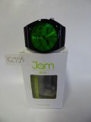 Jam Time Wrist Watch with Black Strap - Bezel and Green Face