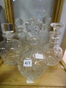 6 Cut Glass Decanters with Stoppers