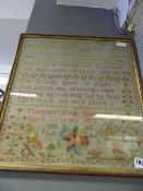 Needlework Sampler Dated 1893