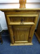 Pine & Wrought Iron Bedside Cabinet