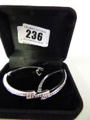 Silver Coloured Bracelet Set with Pink Stones