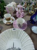 3 Decorative Teapots - Cruet Sets - Cabinet Cups and Saucers etc
