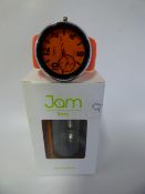 Jam Time Wrist Watch with Orange Face and Strap with Black Bezel