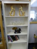 Open Fronted Bookcase with Adjustable Shelves in White & Light Oak Finish