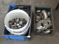 *2 Boxes containing Galvanised and Stainless Steel Pipe Flanges - Reducers - Couplings etc