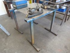 *Pair of Steel Trestles with Plate Steel Top and Engineers Vice