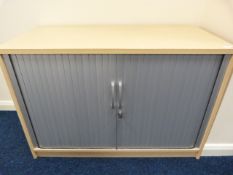 *Light Ash and Silver Stationery Cupboard Enclosed by Tambour Doors