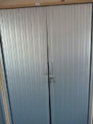 *5ft Light Ash and Silver Stationery Cabinet Enclosed by Tambour Doors