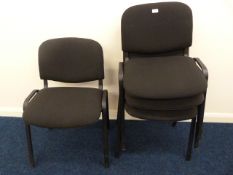*4 Charcoal Stackable Chairs with Upholstered Seats and Backs