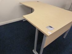 *L Shape Light Ash and Silver Work Station with Right Hand Return