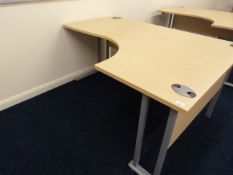 *L Shape Light Ash and Silver Work Station with Right Hand Return