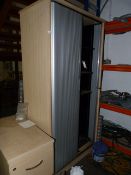 *7ft Light Ash and Silver Stationery Cabinet with Matching 2 Drawer Stand Alone Pedestal