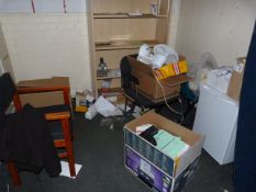 *Contents of Office Including Open Fronted Bookcase, Office Sundries, Small Counter Top