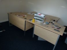 *Contents of Office which Includes 2 Light Wood Effect and Grey Desks, Stand Alone Draw Pedestal and