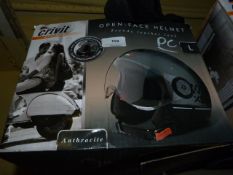 Crivet Open Face Trendy Leather Look Helmet Size Large