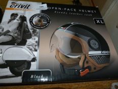 Crivet Trendy Leather Look Open Faced Helmet - Size Extra Large