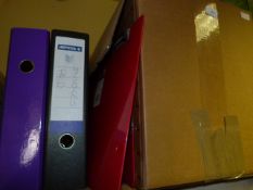 Box Containing Assorted Coloured Lever Arch Files