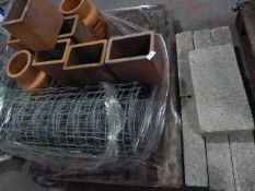*Pallet Containing Various Air Bricks, Chimney Pot Vents, Chicken Wire, Concrete Blocks etc