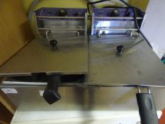 *Stainless Steel 2 Basket 2 Compartment Counter Top Fryer Ref 405
