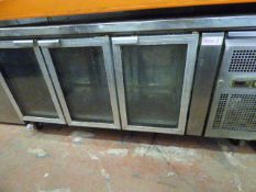 *Stainless Steel Refrigerated Preparation Counter with 3 Lockers enclosed by Glazed Doors