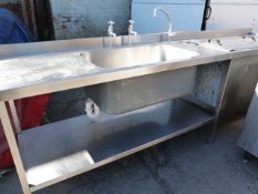 Stainless Steel Commercial Sink Unit with Under Shelf - Taps and Sterilising Sink