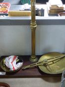 pair of large brass scales on wooden mount