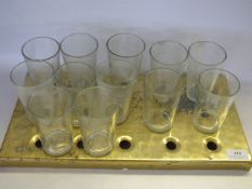 brass drip tray & set of Yates Glasses