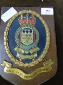 wooden plaque Royal Army Ordinance Corp