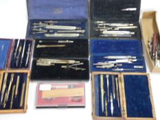 Large collection of boxed drawing instruments