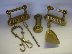 two fire irons with stands , brass etc